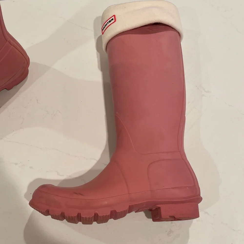 Pink Hunter Boots with Cream Socks - Picture 3 of 7
